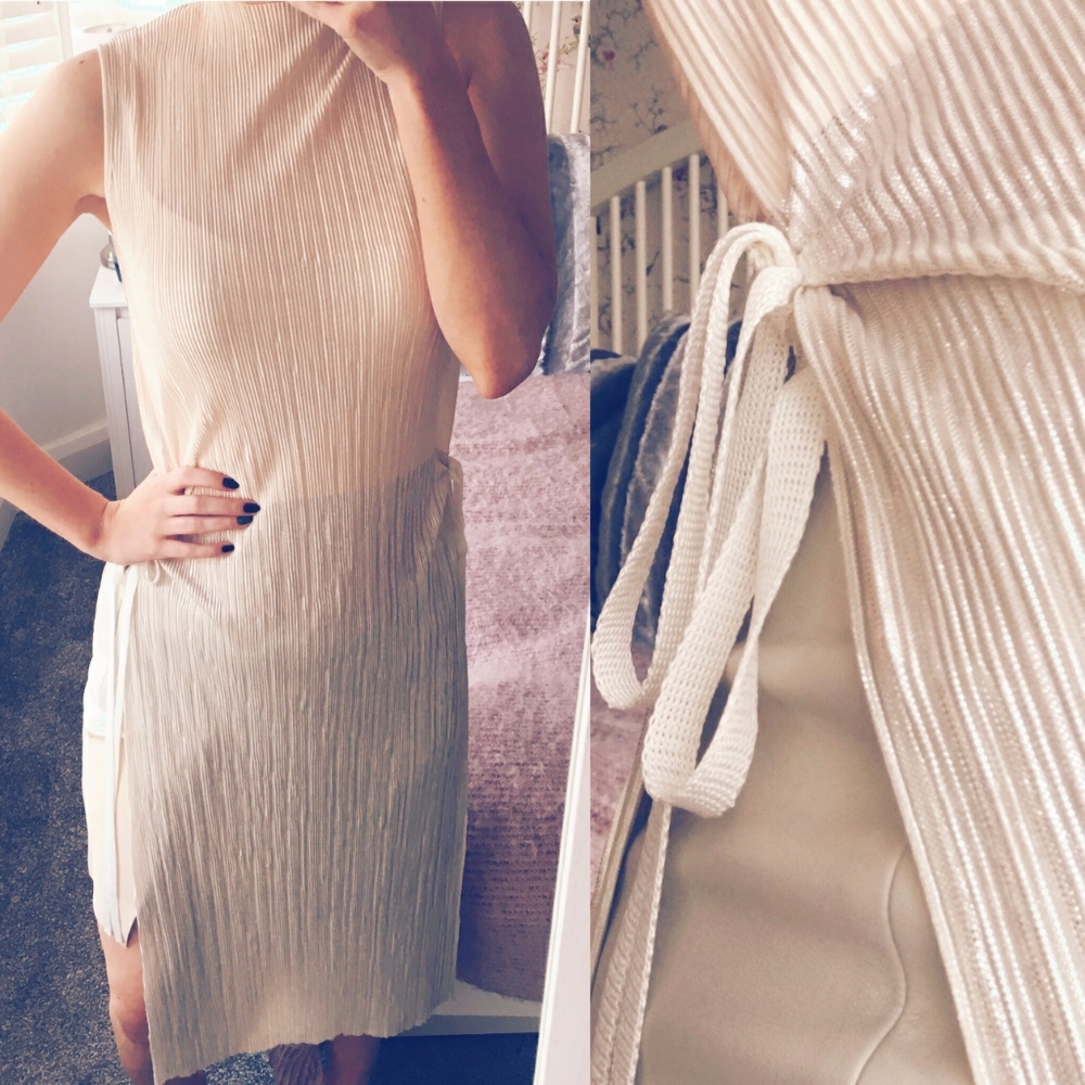 NWT Zara cream and silver tunic with side ties